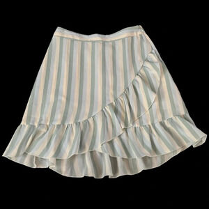 Lauren Conrad Striped Ruffle Mini Skirt Size Large Flirty & Cute Boho Hippie LC